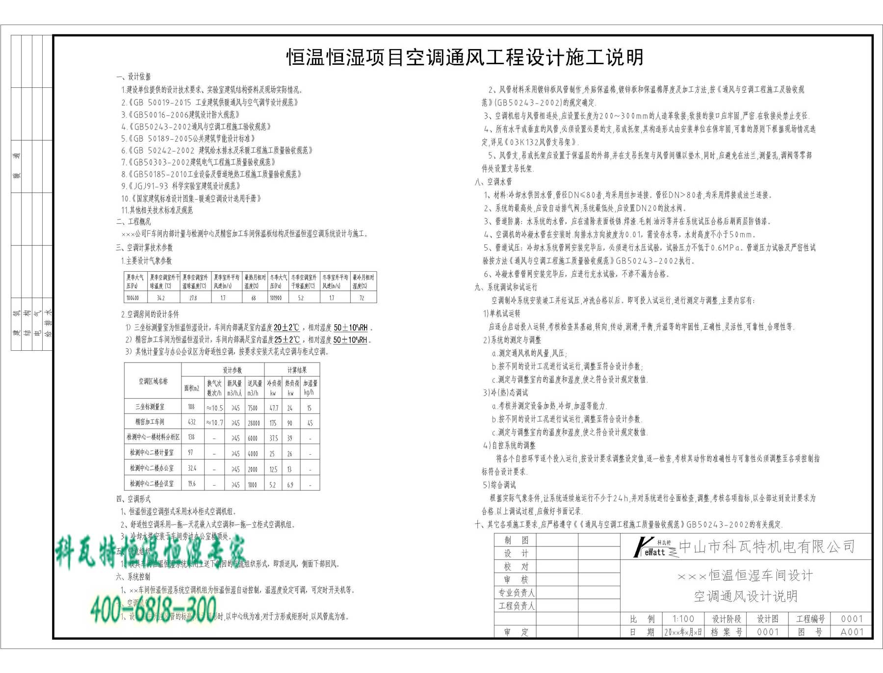 恒溫恒濕車間項(xiàng)目實(shí)施說(shuō)明書